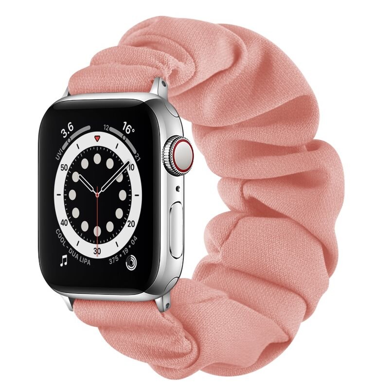 Scrunchie armband Apple Watch Series 10 42mm rosa/silver - Snyggt armband i unik design