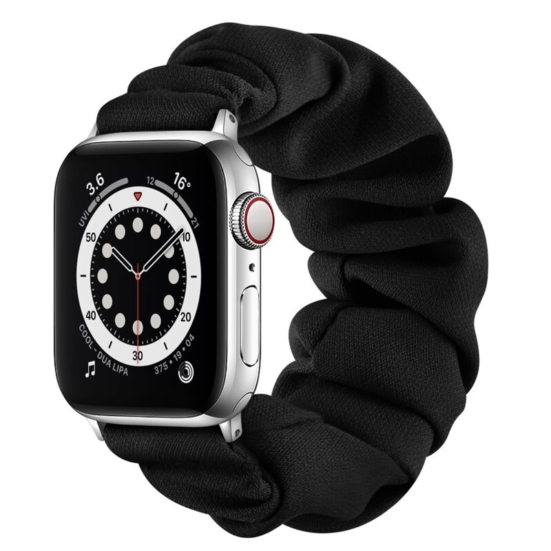 Scrunchie Armband Apple Watch 41mm Series 9 svart/silver - Snyggt armband i unik design