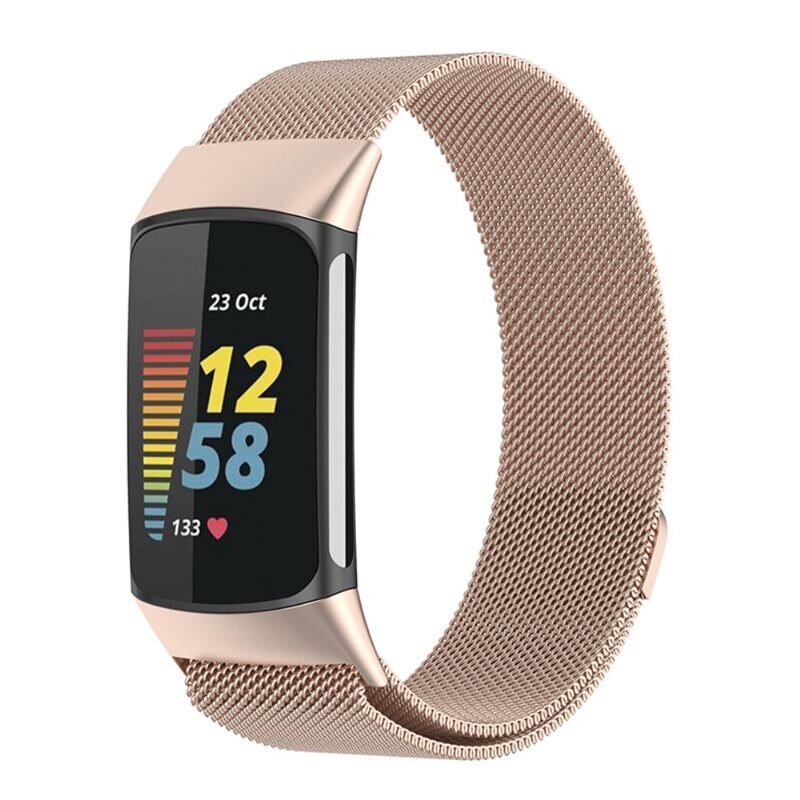 Armband Milanese Fitbit Charge 6 Champagneguld - Lyxigt armband med magnetisk stängning - Rostfritt stål