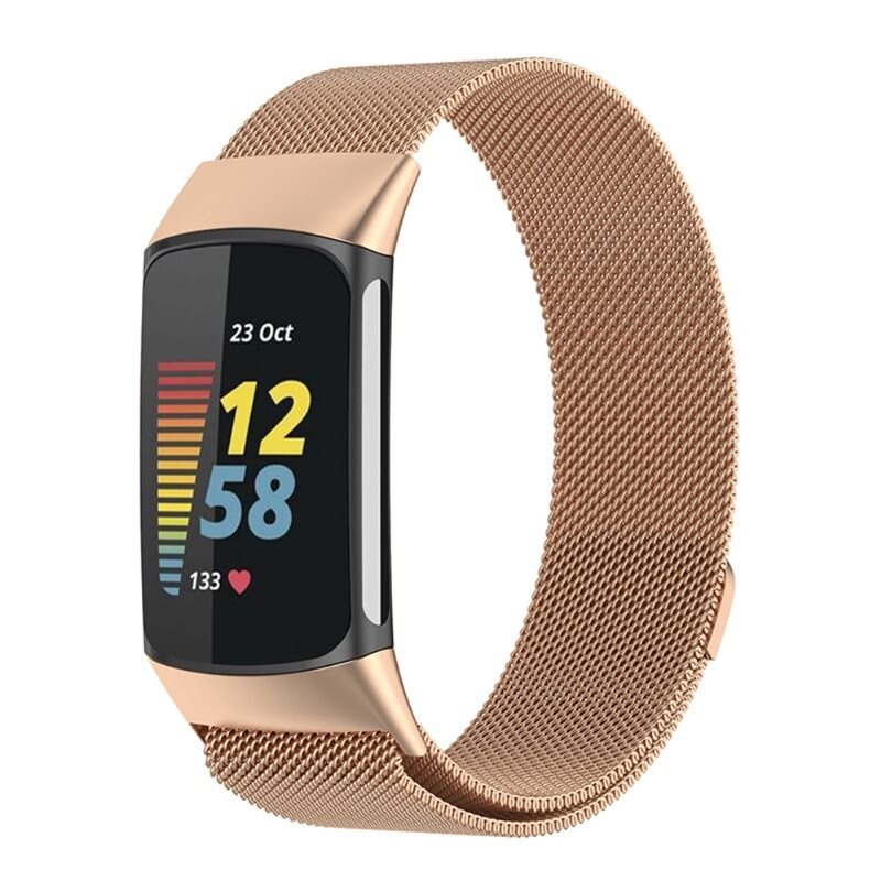 Armband Milanese Fitbit Charge 5 Roséguld - Lyxigt armband med magnetisk stängning - Rostfritt stål