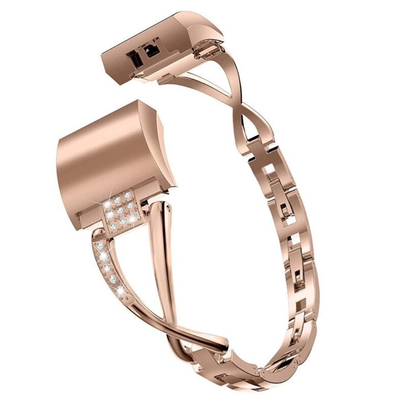 Crystal Bracelet Garmin Fitbit Charge 6 Rose gold - Fint armband med glittrande stenar i snygg design