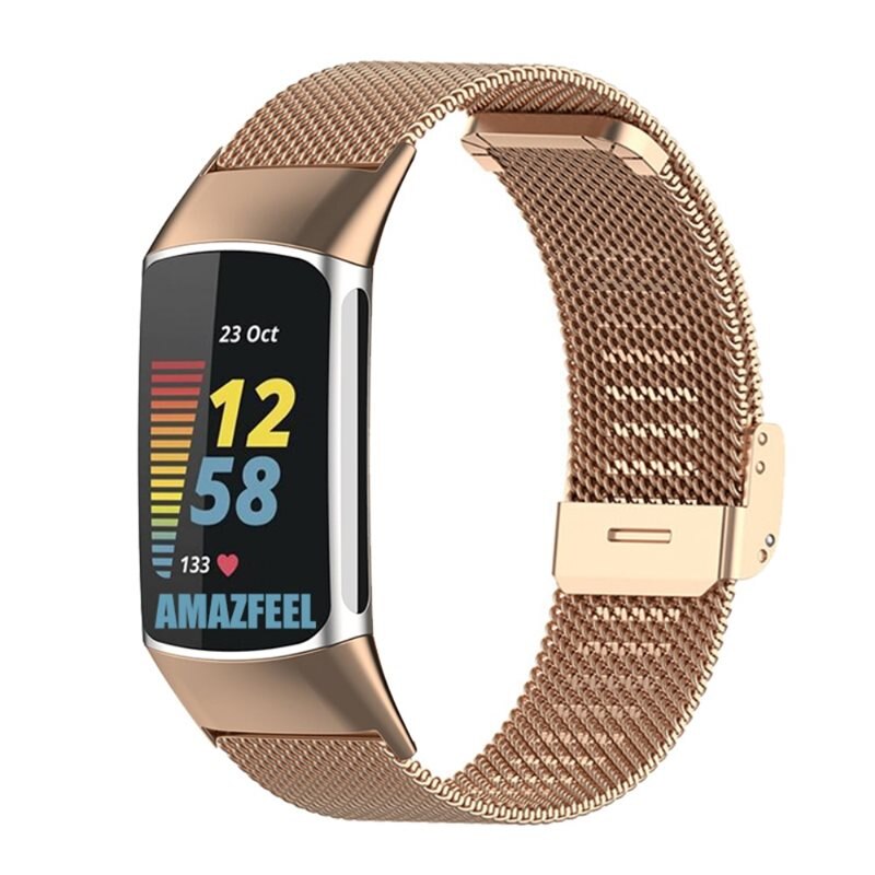 Mesh Bracelet Fitbit Charge 6 Rose Gold - Snyggt armband i lyxig design