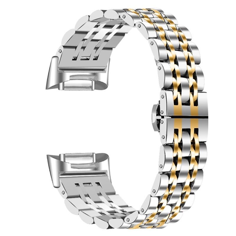 Stainless Steel Bracelet Fitbit Charge 6 silver/guld - Lyxig armband i rostfritt stål