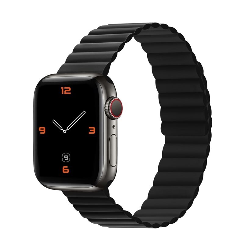 Magnetiskt silikonarmband Apple Watch Ultra 49mm svart - Armband i silikon med magnetisk stängning