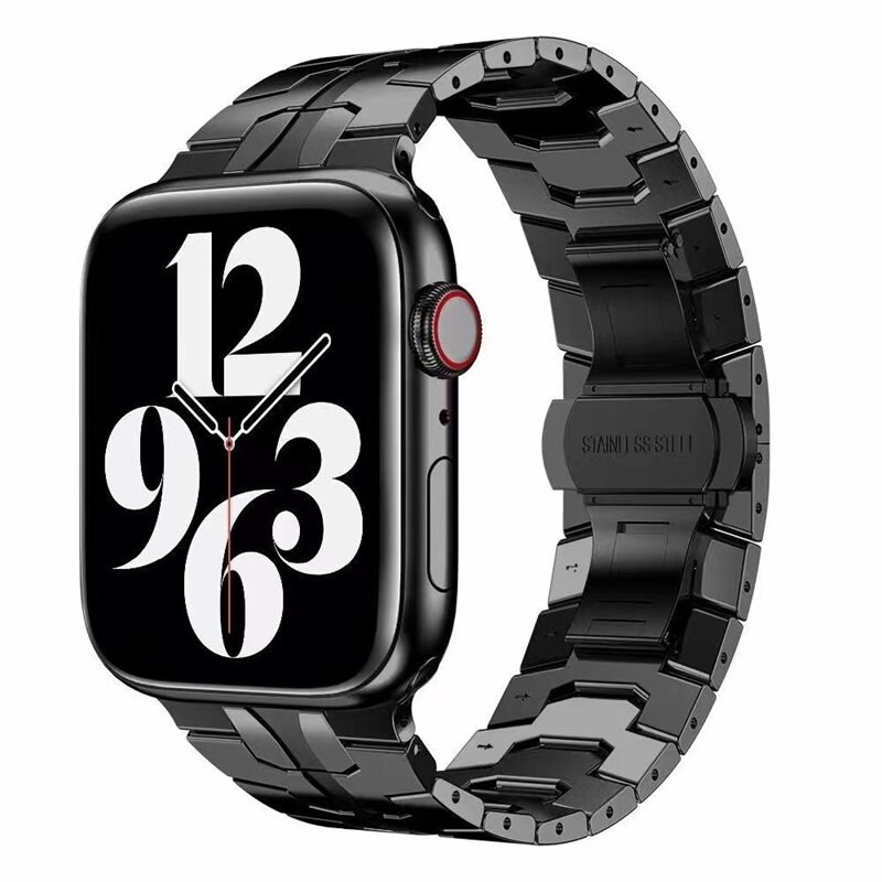 Race Stainless Steel Bracelet Apple Watch 45mm Series 7 Black - Stilrent metallarmband i sportig design