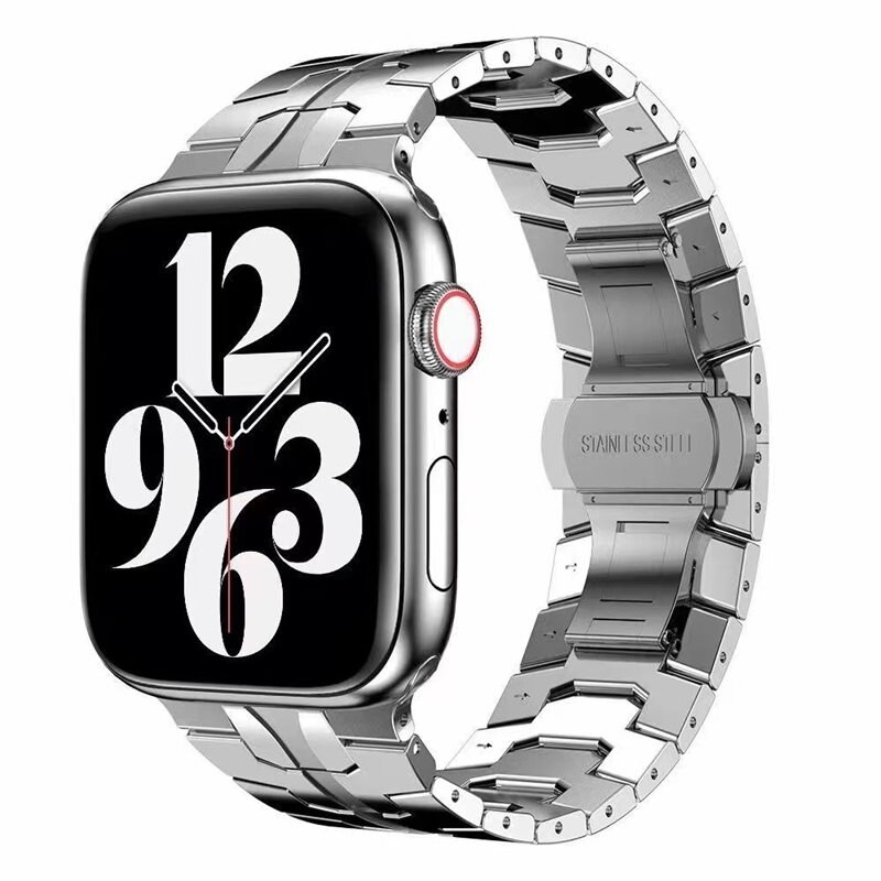 Race Stainless Steel Bracelet Apple Watch 45mm Series 9 Silver - Stilrent metallarmband i sportig design