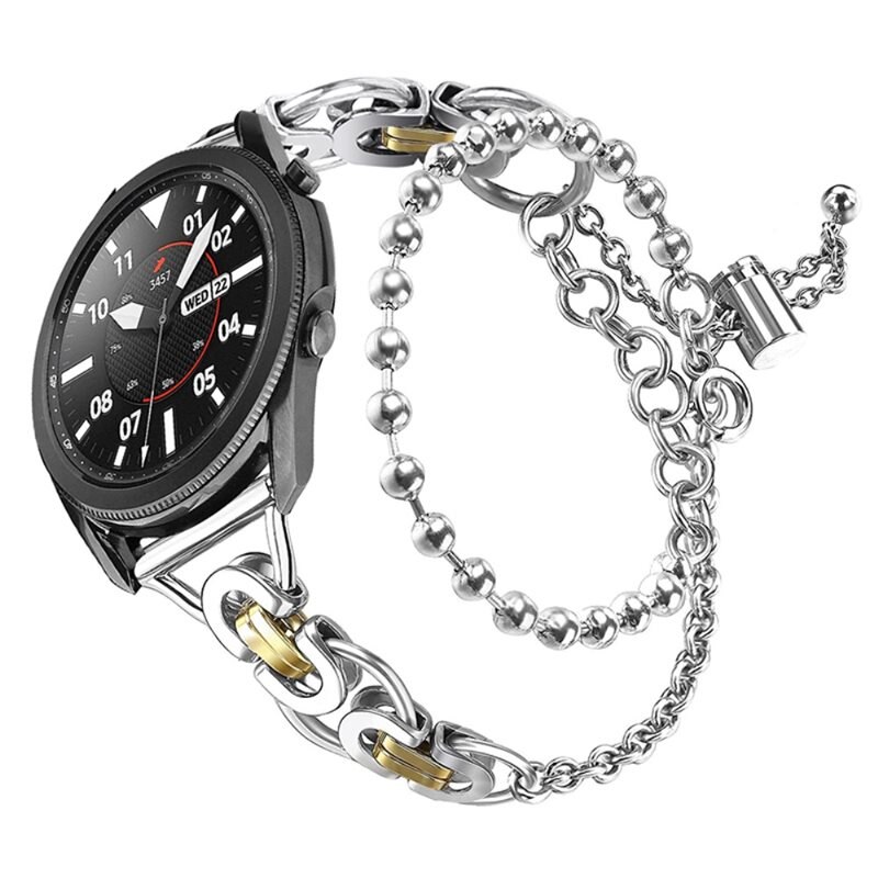 Samsung Galaxy Watch 5 Pro 45mm Metallarmband med pärlor silver/guld - Fint armband i snygg design