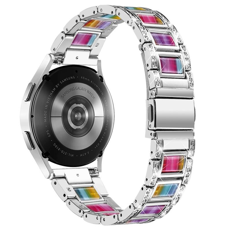 Diamond Bracelet Polar Ignite Silver Rainbow - Lyxigt metallarmband av rostfritt stål med diamantliknande stenar