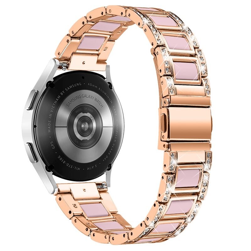 Diamond Bracelet Garmin Vivoactive 5 Rosegold Rose - Lyxigt metallarmband av rostfritt stål med diamantliknande stenar