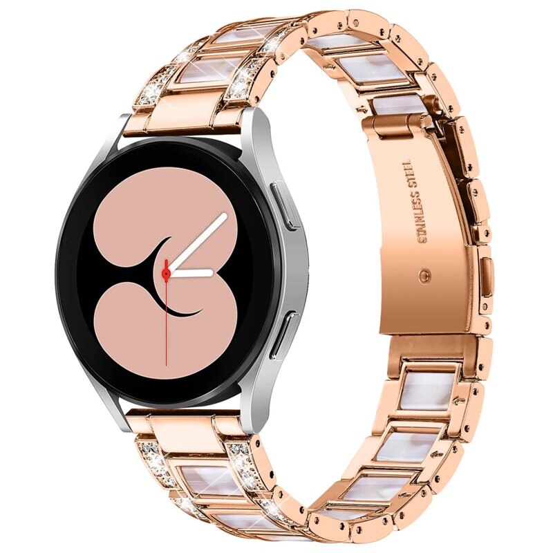 Diamond Bracelet Samsung Galaxy Watch 5 40mm RoseGuld Pearl - Lyxigt metallarmband av rostfritt stål med diamantliknande stenar