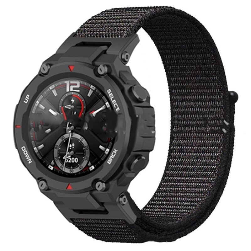 Nylonarmband Amazfit T-Rex Pro/T-Rex Svart - Armband i skön och ventilerande nylon