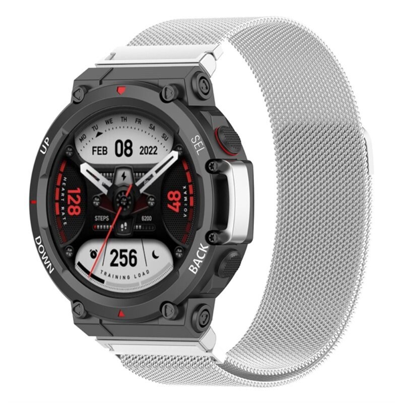 Armband Milanese Amazfit T-Rex 2 Silver - Lyxigt armband med magnetisk stängning - Rostfritt stål