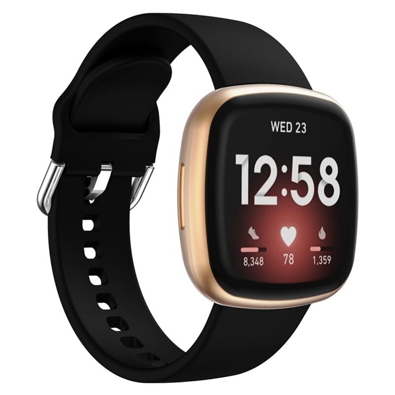 Silikonarmband Fitbit Versa 4 Svart - Sportigt armband perfekt för träningen
