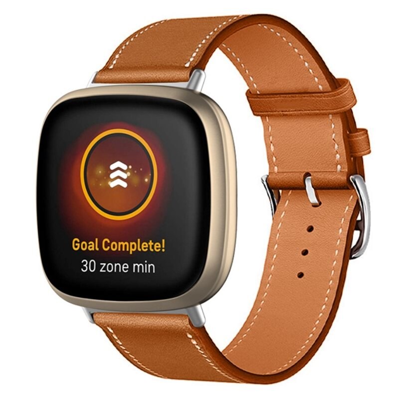 Läderarmband Fitbit Versa 4 Brun - Snyggt armband i läder