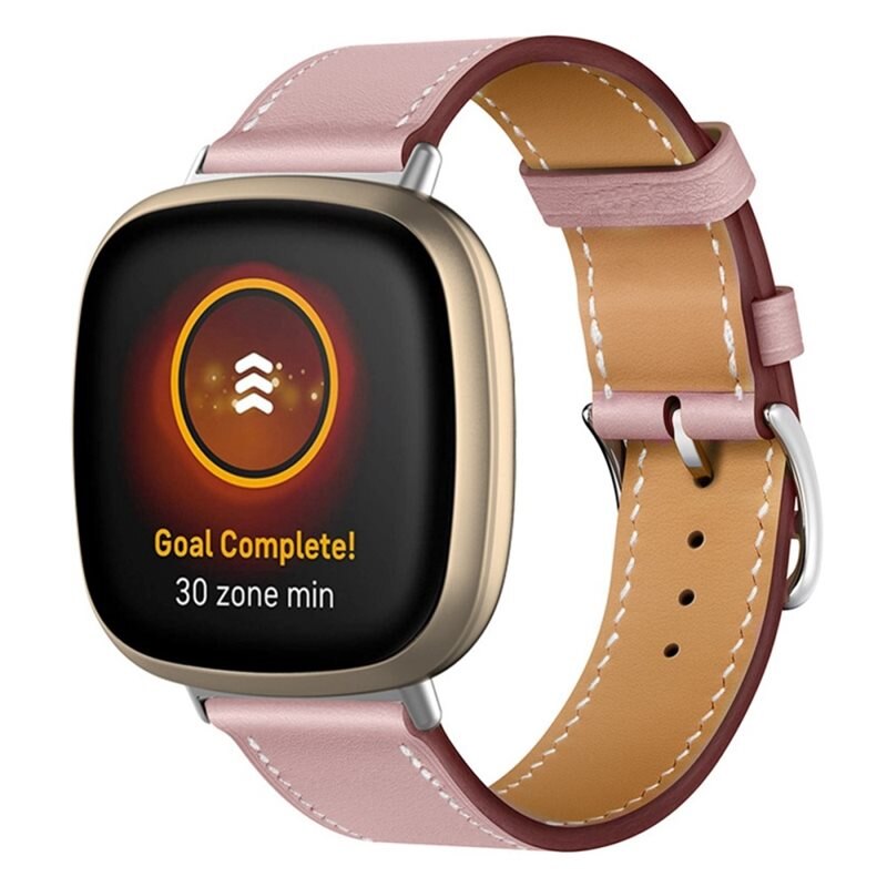 Läderarmband Fitbit Versa 4 Rosa - Snyggt armband i läder