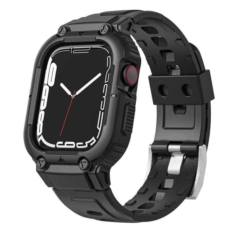 Apple Watch 41mm Series 7 Adventure Skal + Armband svart - Armband med integrerat skal