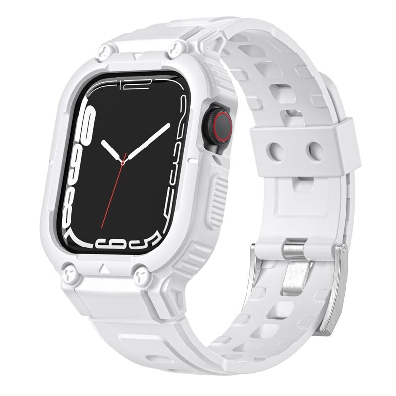 Apple Watch 45mm Series 7 Adventure Skal + Armband vit - Armband med integrerat skal
