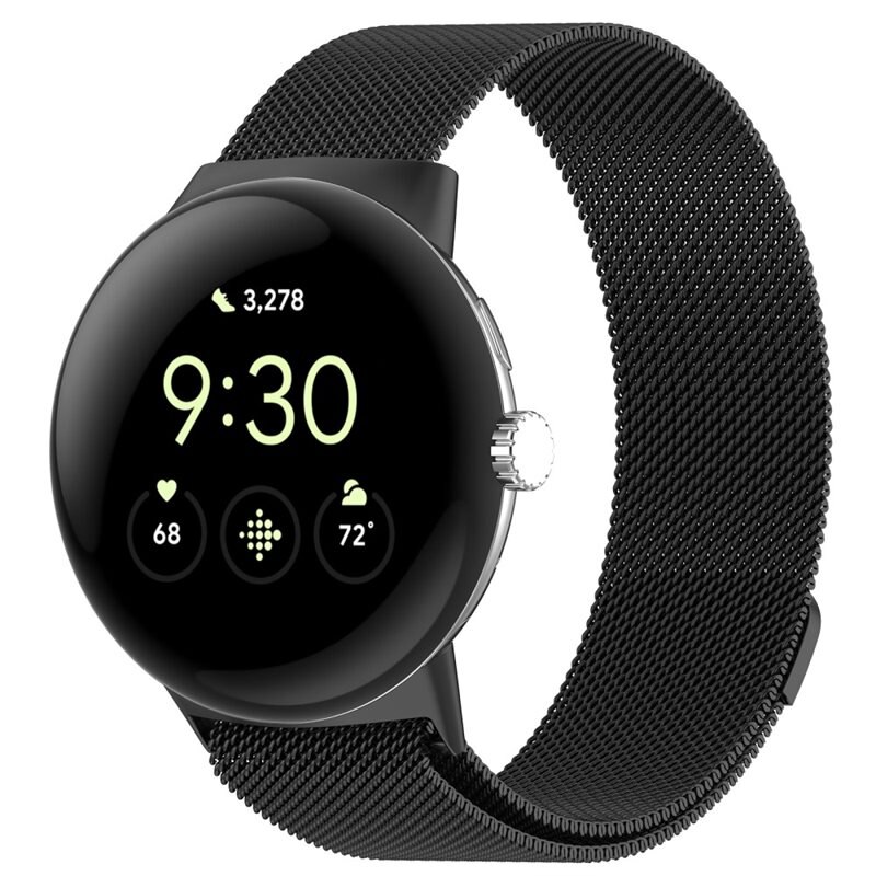 Armband Milanese Google Pixel Watch 2 Svart - Lyxigt armband med magnetisk stängning - Rostfritt stål