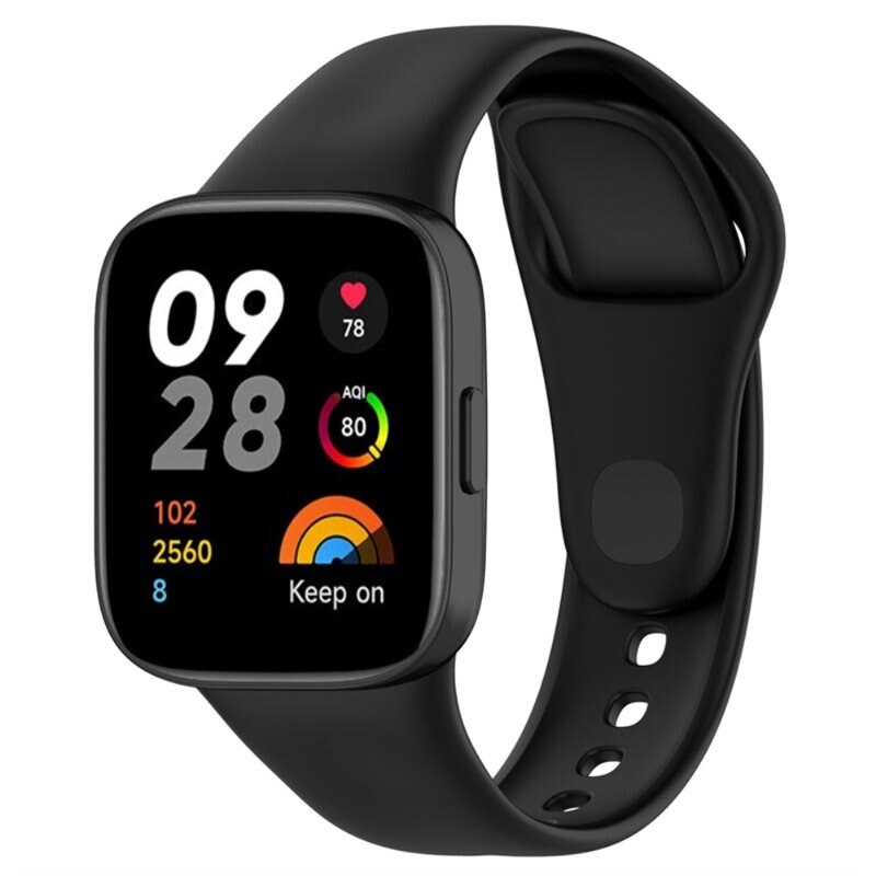 Silikonarmband Xiaomi Redmi Watch 3 Svart - Sportigt armband perfekt för träningen