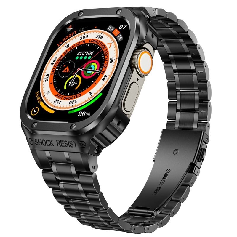 Apple Watch 40mm Full Metal Armband svart - Armband i metall med inbyggt skal