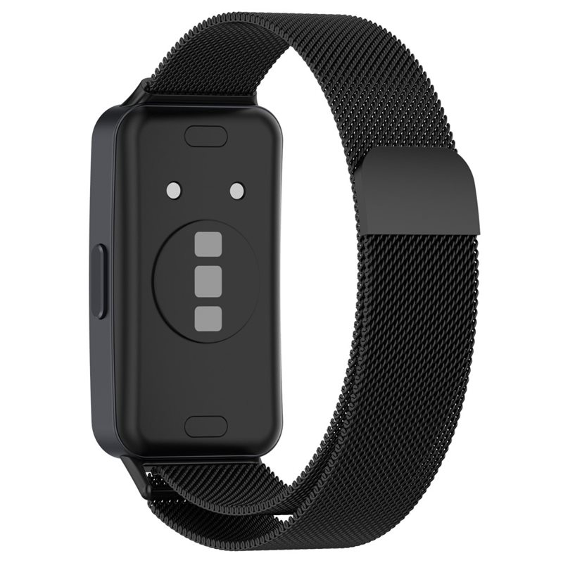Armband Milanese Huawei Band 8 Svart - Lyxigt armband med magnetisk stängning - Rostfritt stål