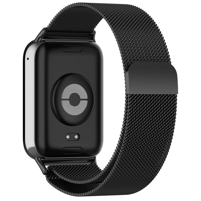 Armband Milanese Xiaomi Smart Band 8 Pro Svart - Lyxigt armband med magnetisk stängning - Rostfritt stål