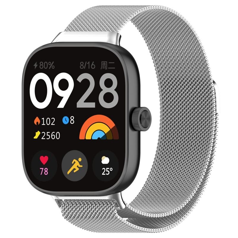 Armband Milanese Xiaomi Redmi Watch 4 Silver - Lyxigt armband med magnetisk stängning - Rostfritt stål