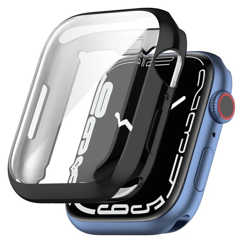 Full Protection Case Apple Watch Series 8 45mm/Watch Series 7 45mm svart - Heltäckande skal till din smarta klocka