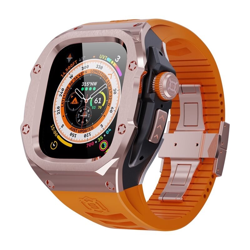 Shellbox High Brushed Metal Case w Strap Apple Watch Ultra 2 49mm Rose/Orange