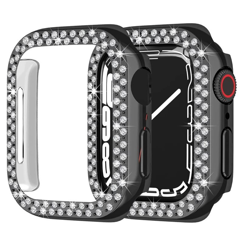Rhinestone Skal Apple Watch 41mm Series 9 svart - Snyggt skal med diamantliknande stenar