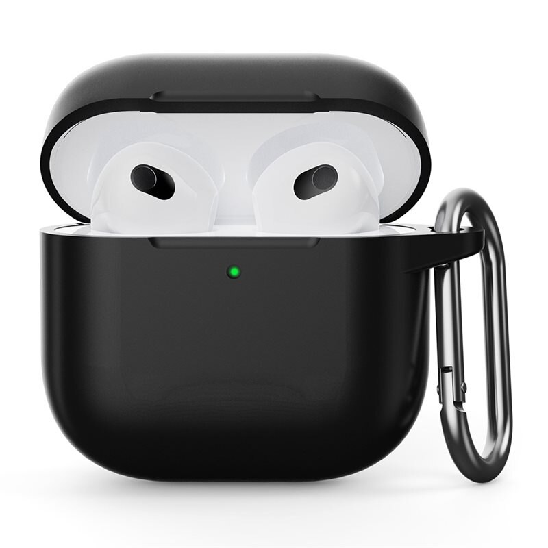 Silikonskal med karbinhake Apple AirPods 4 svart - Skydda och håll koll på dina hörlurar