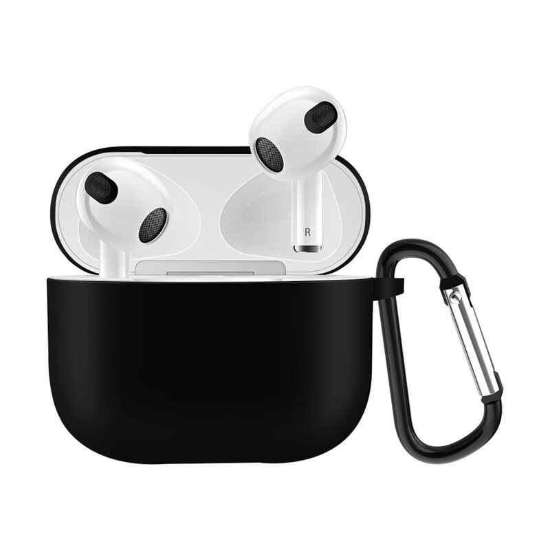 Silikonskal med karbinhake Apple AirPods 3 svart - Skydda och håll koll på dina hörlurar