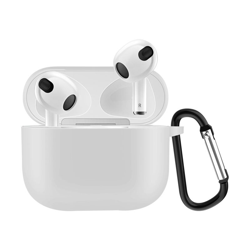 Silikonskal med karbinhake Apple AirPods 3 vit - Skydda och håll koll på dina hörlurar