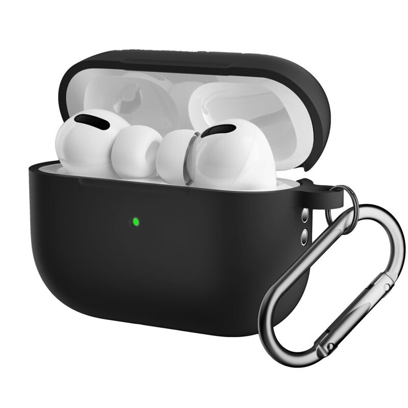 Silikonskal med karbinhake Apple AirPods Pro 2 svart - Skydda och håll koll på dina hörlurar
