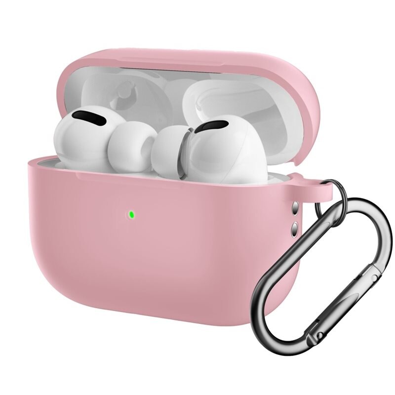 Silikonskal med karbinhake Apple AirPods Pro 2 rosa - Skydda och håll koll på dina hörlurar
