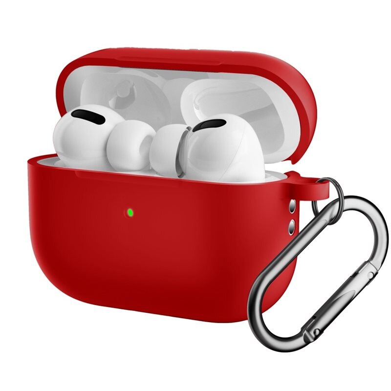 Silikonskal med karbinhake Apple AirPods Pro 2 röd - Skydda och håll koll på dina hörlurar