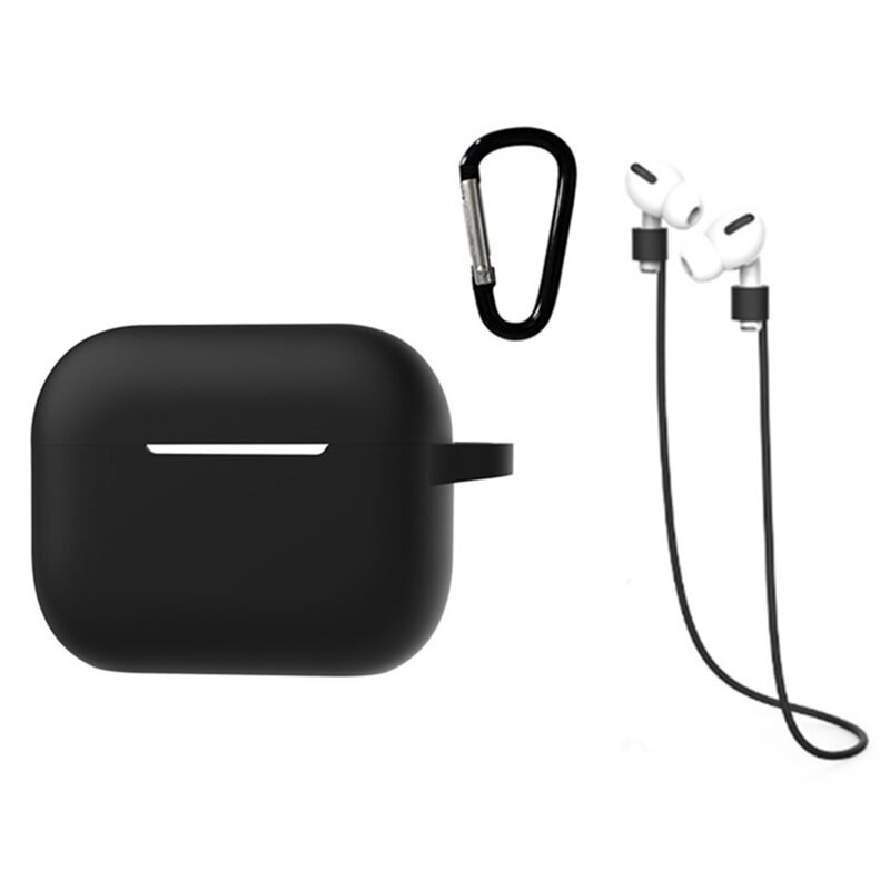 Silikonskal med karbinhake och hörlursband AirPods Pro 2 svart - Skyddande skal