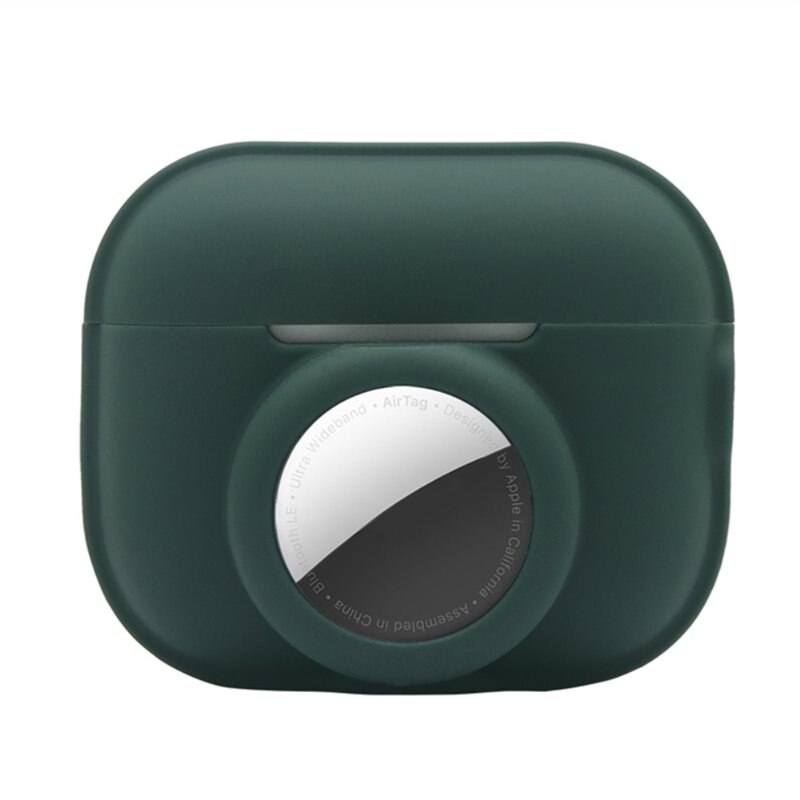 Apple AirPods Pro 2 silikonskal med AirTag hållare mörkgrön - Håll koll på dina hörlurar