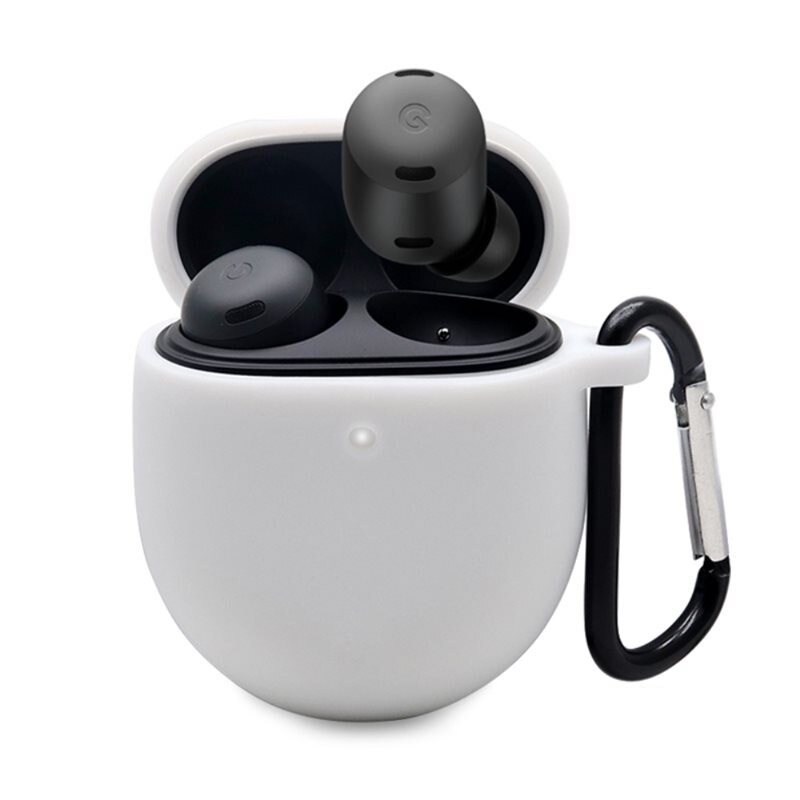 Silikonskal med karbinhake Google Pixel Buds Pro vit - Skydda och håll koll på dina hörlurar