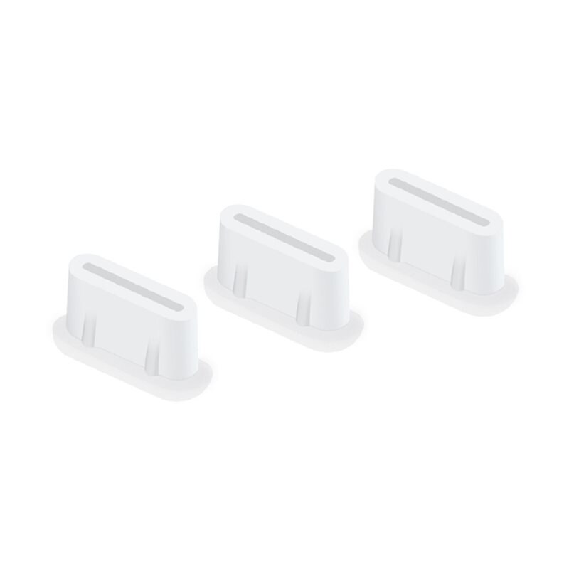 3-pack Dammplugg Silikon USB-C vit - Undvik damm och smuts