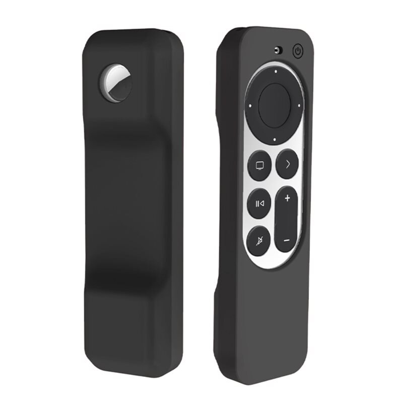 Silikonskal Apple TV 4K 2021 fjärrkontroll+AirTag svart - Skyddande skal