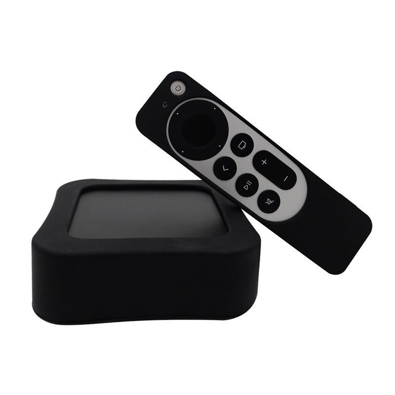 Apple TV 4K 2022 (3rd gen) box+fjärrkontroll silikonskal svart - Skyddande skal