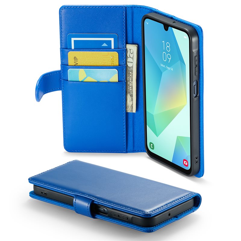 Mobique Äkta Läderfodral Samsung Galaxy A16 Blå - Stilrent plånboksfodral med plats för sedlar och kort