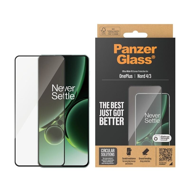 PanzerGlass OnePlus Nord 3 Screen Protector Ultra Wide Fit - Skärmskydd med oslagbar kvalitet. Bästa skyddet för skärmen