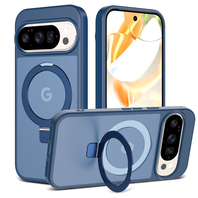 Hybridskal Magnetic Ring Google Pixel 9 Pro Mörkblå - Snyggt skal med utfällbar magnetisk ring