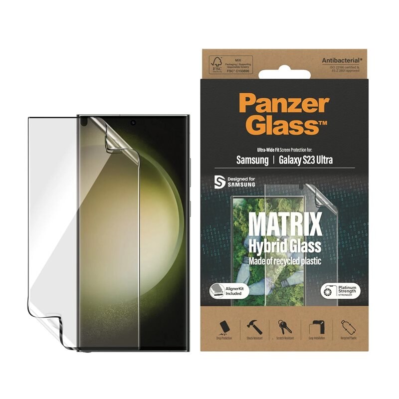 PanzerGlass Samsung Galaxy S23 Ultra Hybrid Glass (with EasyAligner) Ultra Wide Fit - Skärmskydd i härdat glas med installationsram
