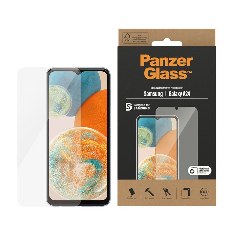 PanzerGlass Samsung Galaxy A24 Skärmskydd Ultra Wide Fit - Skärmskydd med oslagbar kvalitet. Bästa skyddet för skärmen