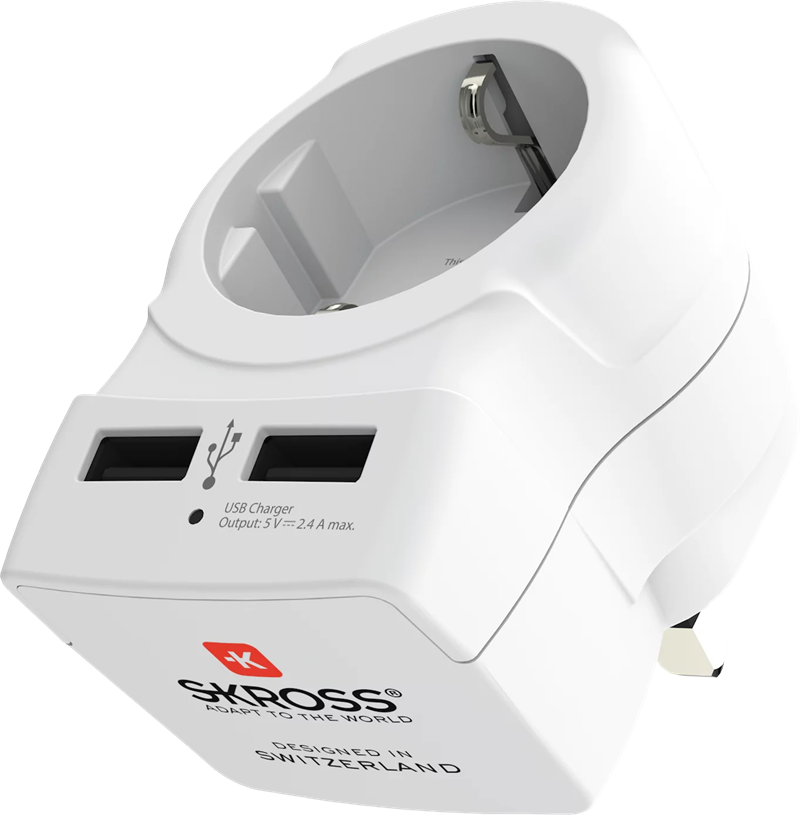 SKROSS Europeans Travel to the UK with 2 USB ports - Reseadapter med 2 USB-utgångar