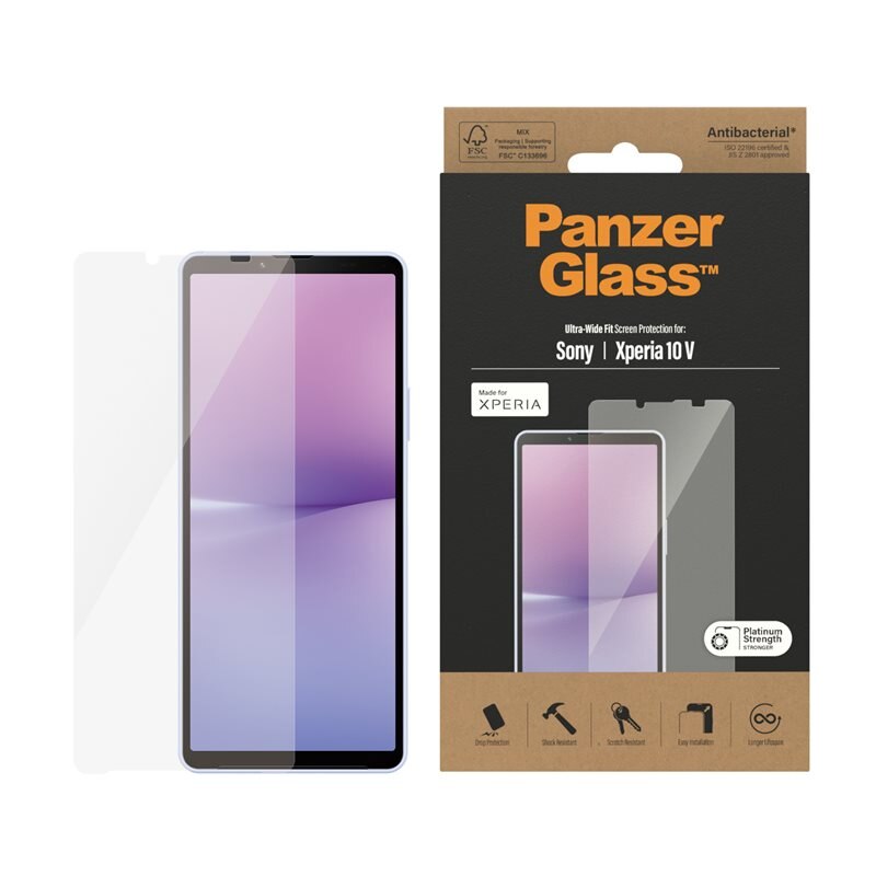 PanzerGlass Sony Xperia 10 V Skärmskydd Ultra Wide Fit - Skärmskydd med oslagbar kvalitet. Bästa skyddet för skärmen