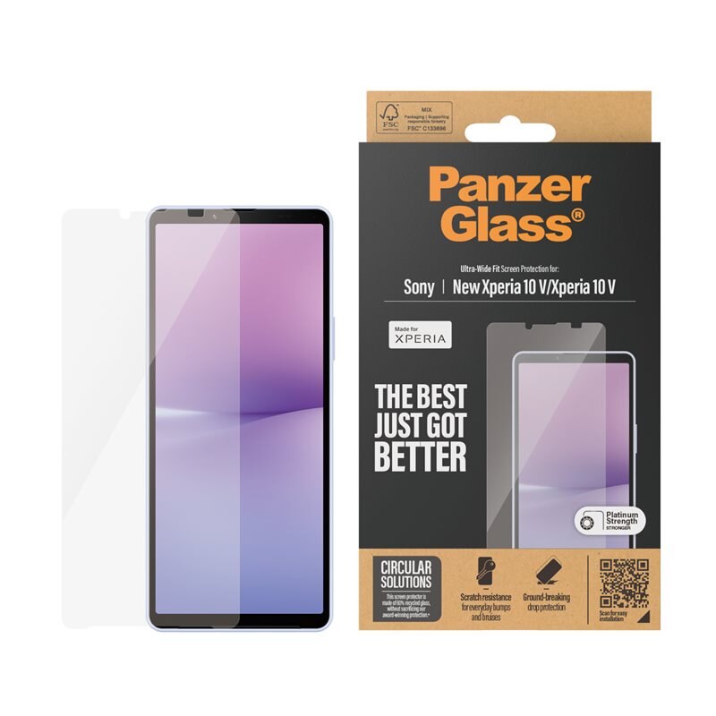 PanzerGlass Sony Xperia 10 VI Screen Protector Ultra Wide Fit - Skärmskydd med oslagbar kvalitet. Bästa skyddet för skärmen